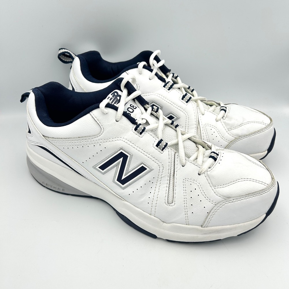 New Balance 608 Mens 13 4E Extra Wide  Leather Cross Training Shoes White Navy